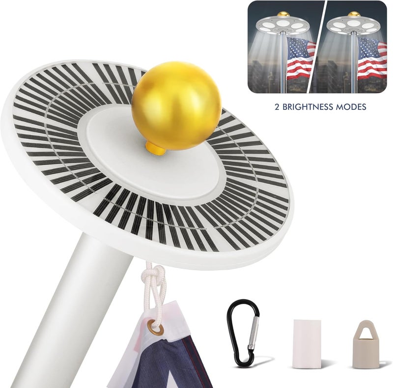 PPQ Solar Flagpole LED Light,New 136 LED Long Lifespan Flag Pole Light for 15-25 Ft Poles,Solar Powered Waterproof Lighting on Outdoor Pole Top,10 Hour Dusk to Dawn Auto On/Off - Image 2